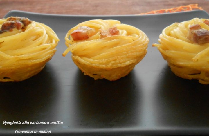 Spaghetti alla carbonara muffin, senza sale, giovanna in cucina